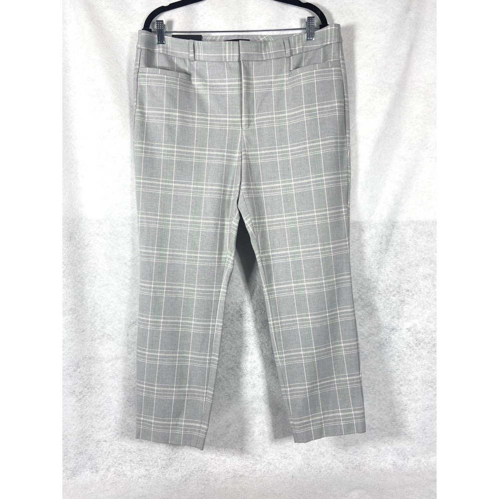 Banana Republic Sloan‎ Women's Pants 14 Gray Green Plaid Corporate Career New